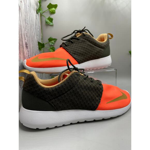 Nike Roshe Run FB Orange Sequoia Gold Men’s Athletic Shoes 10 - Picture 1 of 6